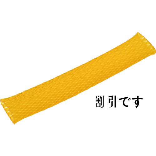 ＴＲＵＳＣＯ　カラー編組チューブ　自然折径２８ｍｍ　長さ１０ｍ　１巻　黄　